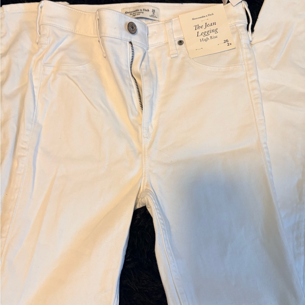 Abercrombie & Fitch White Jean Leggings